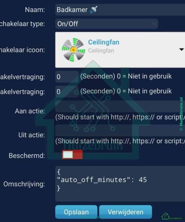 Het maken van de auto off device domoticz. 3
