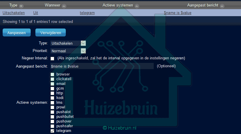 Notificaties via domoticz versturen 7 Notificaties via domoticz versturen 7