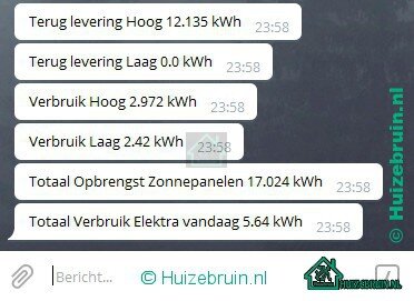 Meterstanden naar Telegram dal en hoog tarief en totaal en gas vanuit Domoticz 9 Meterstanden naar Telegram dal en hoog tarief en totaal en gas vanuit Domoticz 7