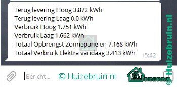Meterstanden naar Telegram dal en hoog tarief en totaal en gas vanuit Domoticz 1