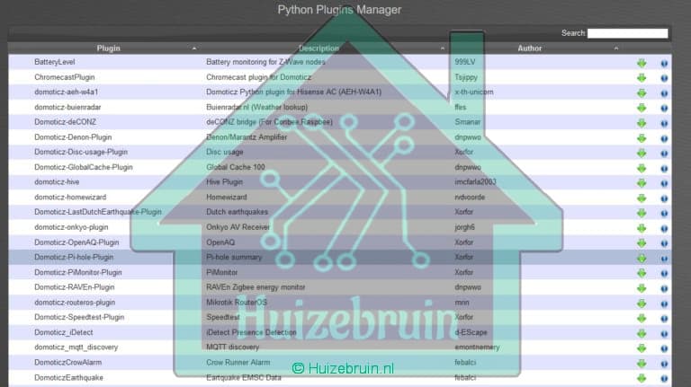 Domoticz python plug-in Manager met gebruikersinterface 7