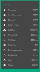 Ambee weer informatie Home Assistant