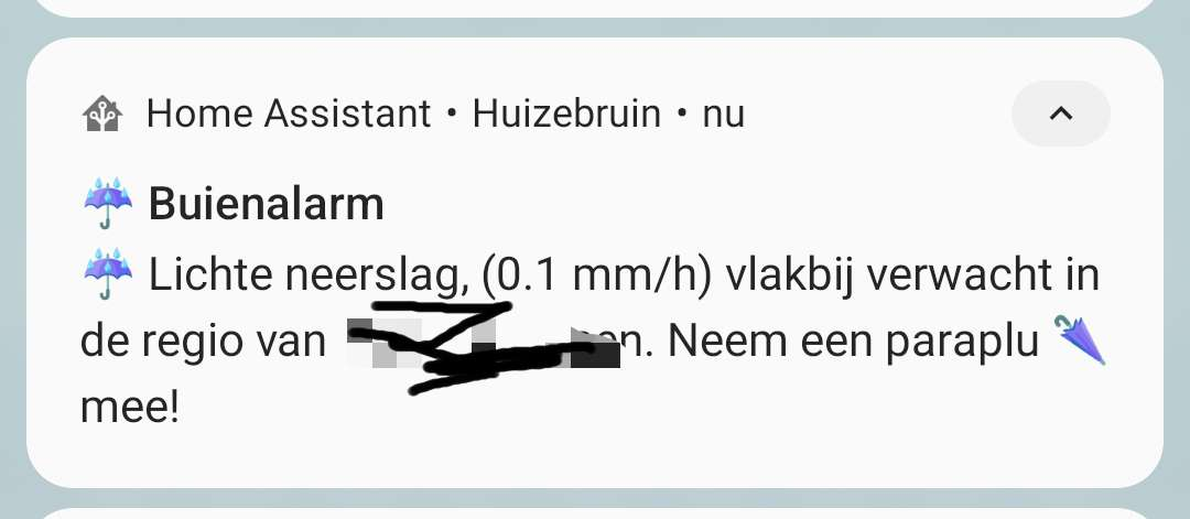 Buienalarm voor Home Assistant